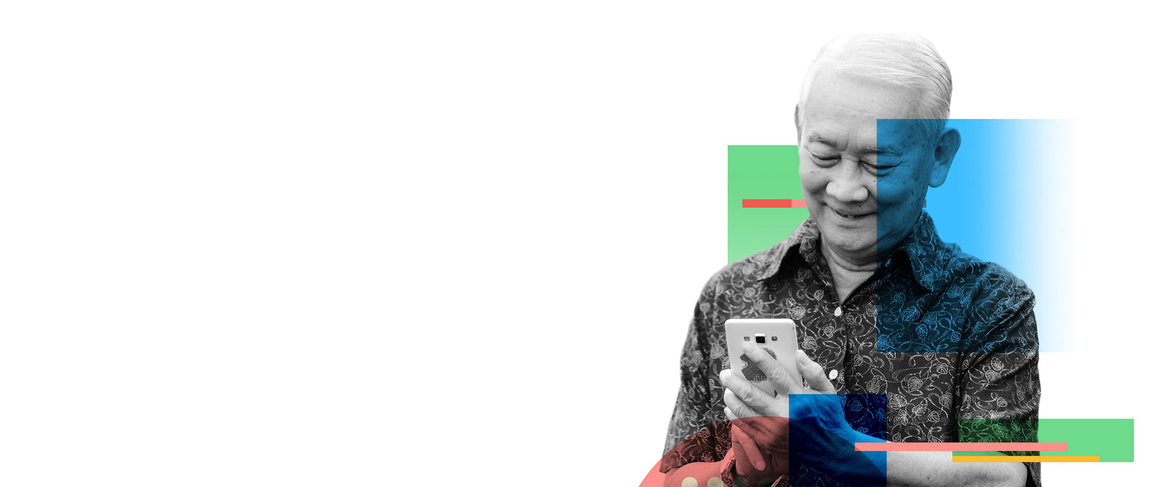 Older man using FIDO authentication on smartphone